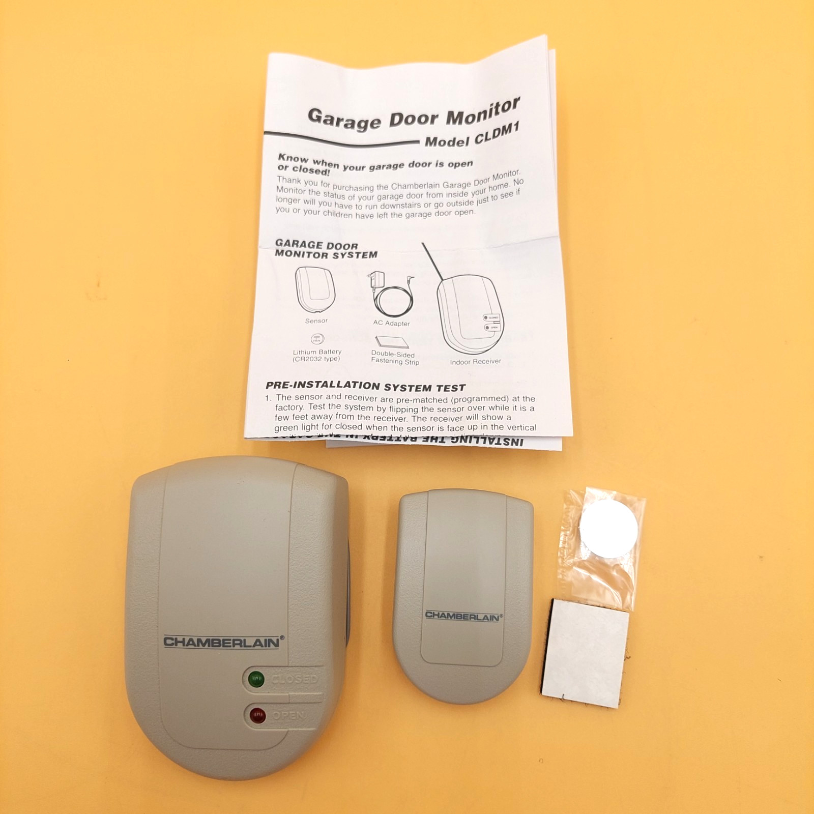 Chamberlain CLDM1 Universal Garage Door Open/Close Monitor & Sensor No AC Cord