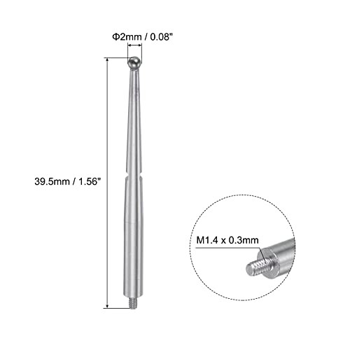Contact Point for Dial Test Indicator, 2mm Diameter Carbide Ball Tip M1.4x0.3