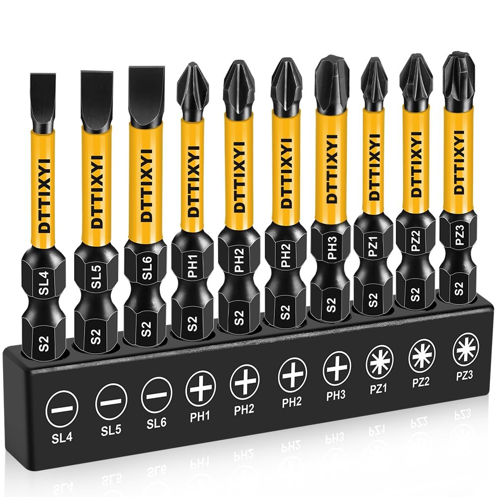 Magnetic 2" Phillips Pozidriv Slotted Screwdriver Bits Set 10PCS