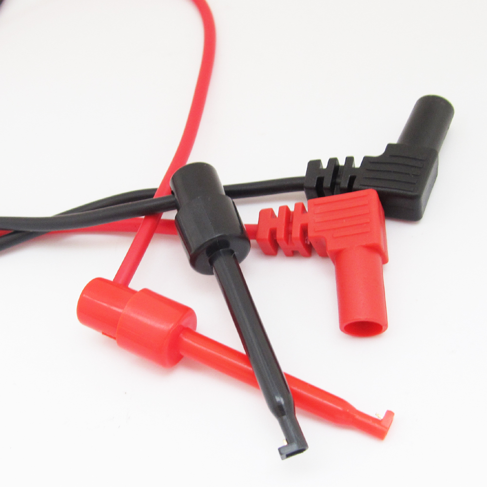 1set 4mm Probe Banana Plug to Large Test Hook Clip Multimeter Lead Cable 1M