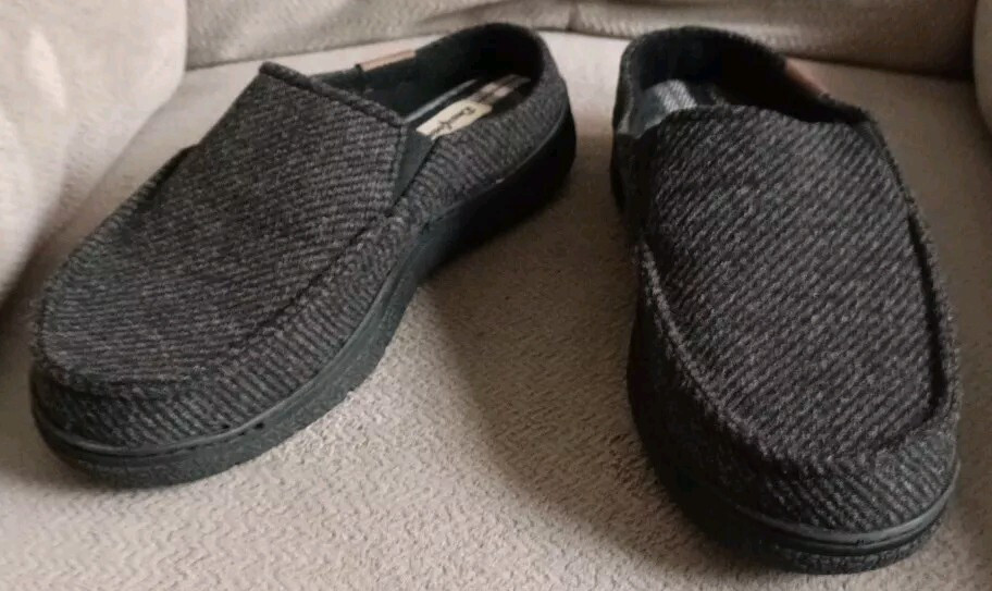 Dearfoams Men's Black Gray Clog Slippers Size 7-8 Indoor/Outdoor