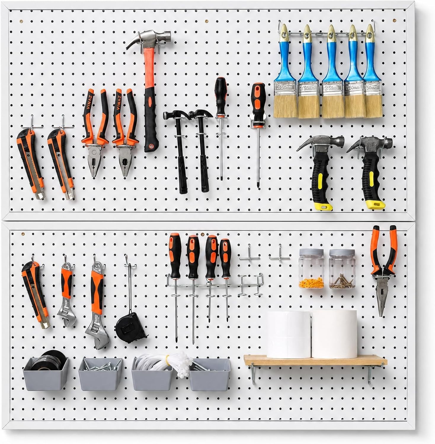 Pegboard Accessories Organizer Kit, 90PCS Hooks Assortment with Bins and Jars...