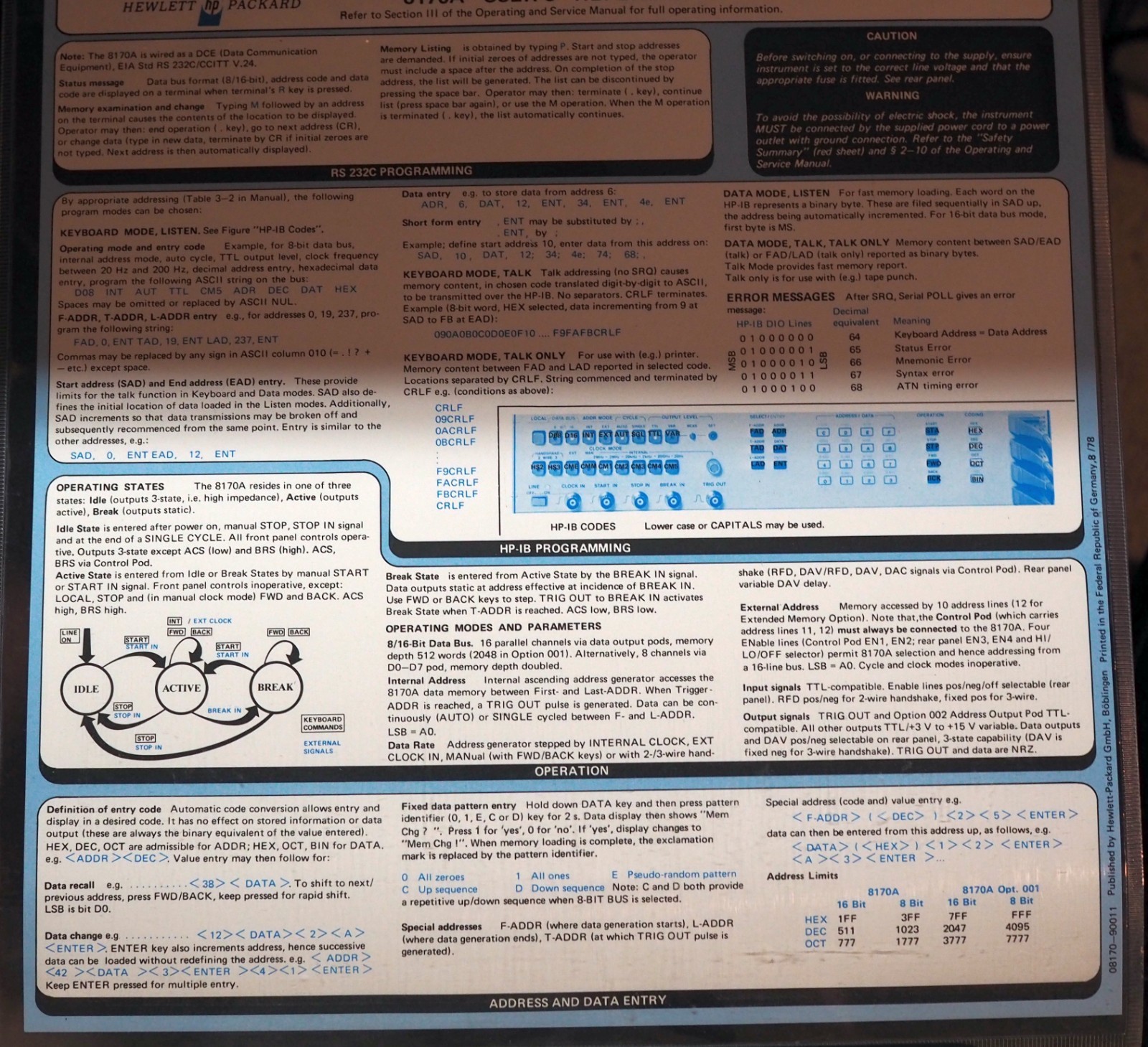 HP 8170A Logic Pattern Generator Hewlett Packard, Powers up. Vintage.