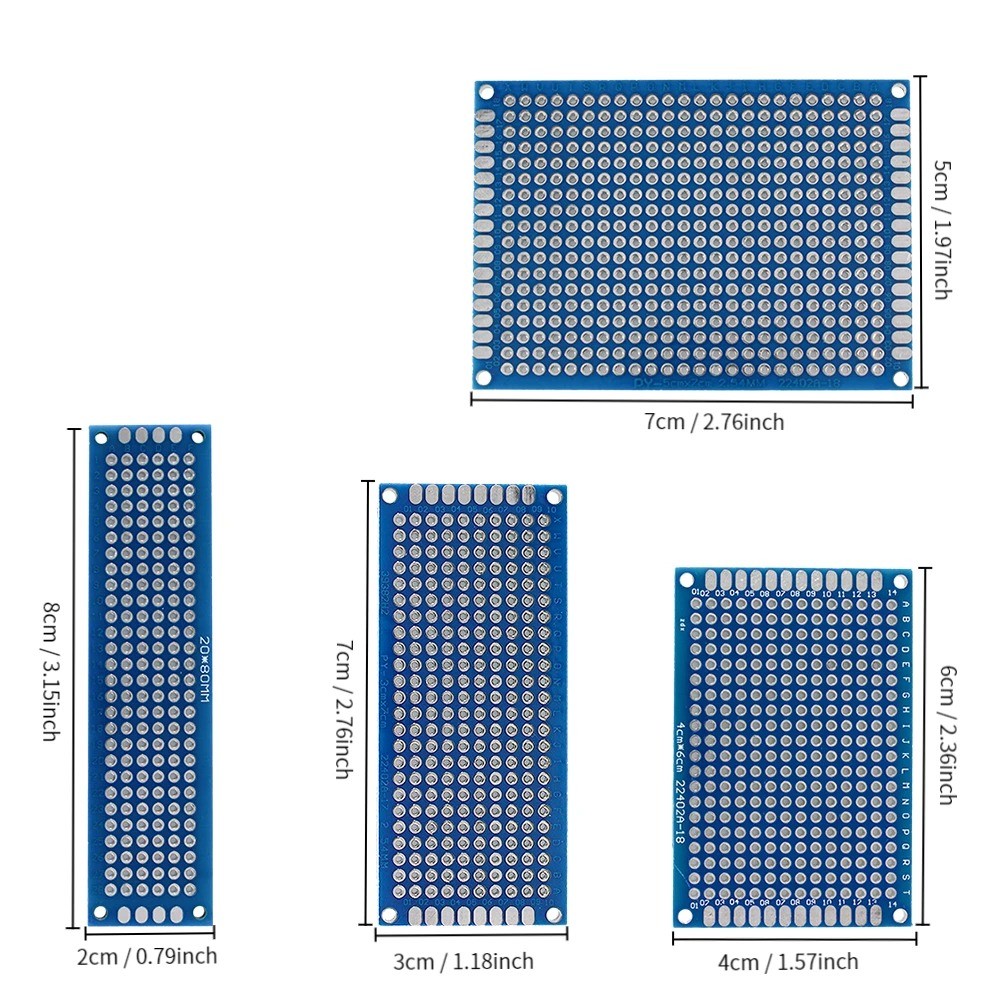20-Piece Blue Double-Sided PCB Prototyping Boards Kit
