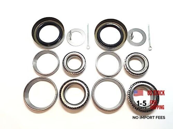 (Set of 2) WPS 3500# Trailer Axle Bearing Kit L68149 L44649 Grease Seal 10-19