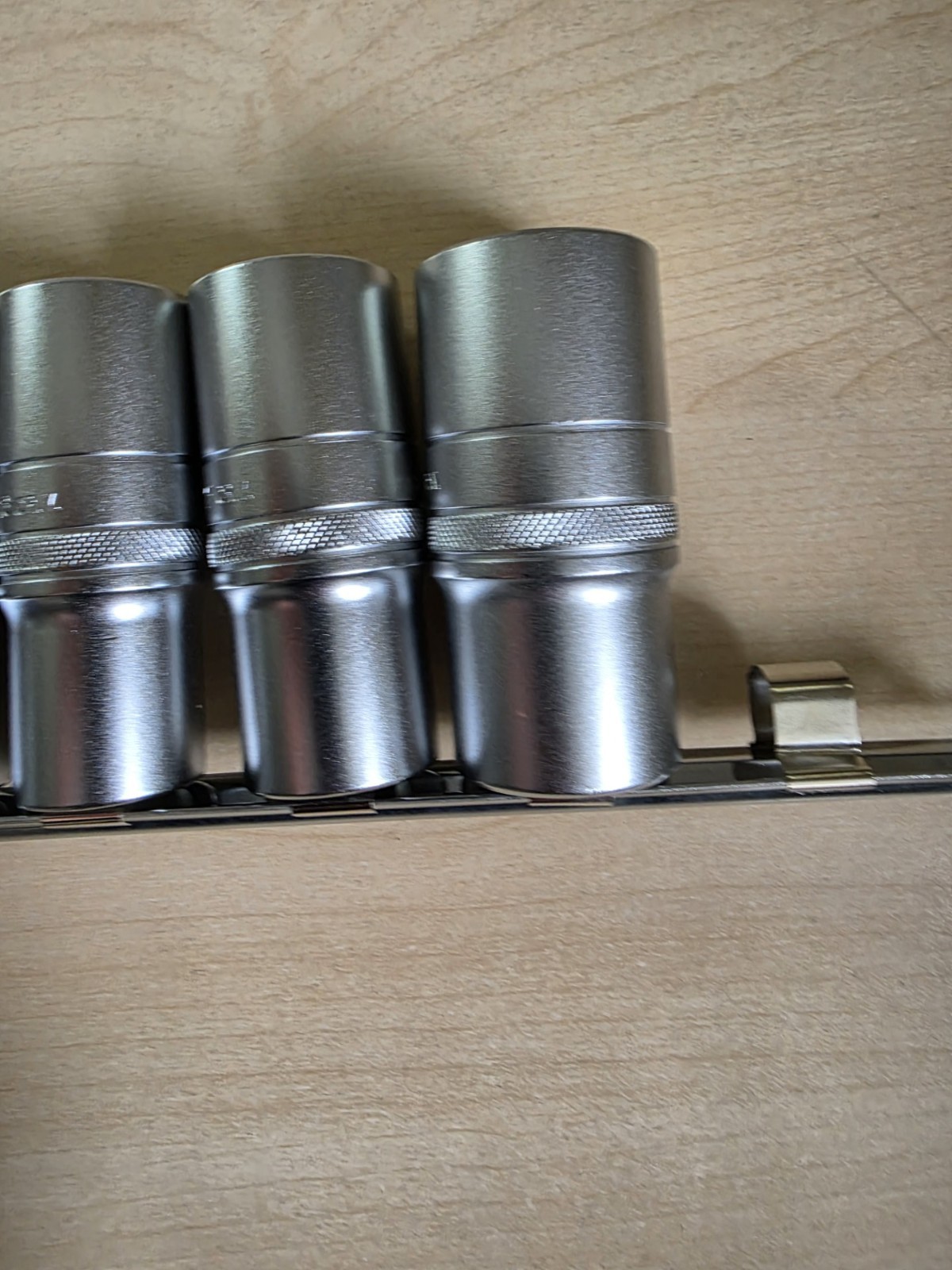 Draper Deep Socket Set on Metal Rail, 1/2" Sq. Dr. 11 Piece-incomplete