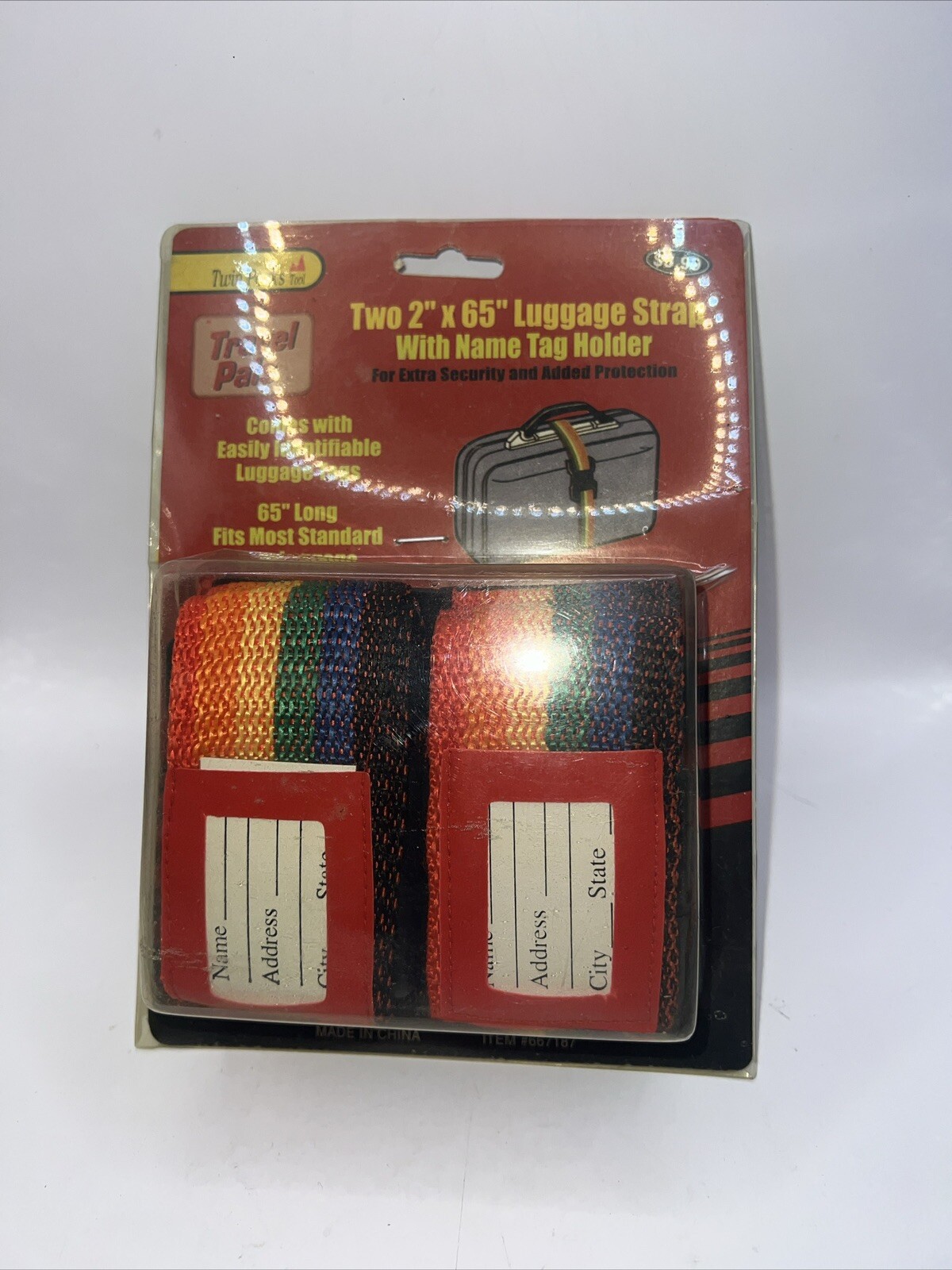 2 Luggage Strap 2” x65” Rainbow Pride Vtg Twin Peak New Deadstock Vtg Travel