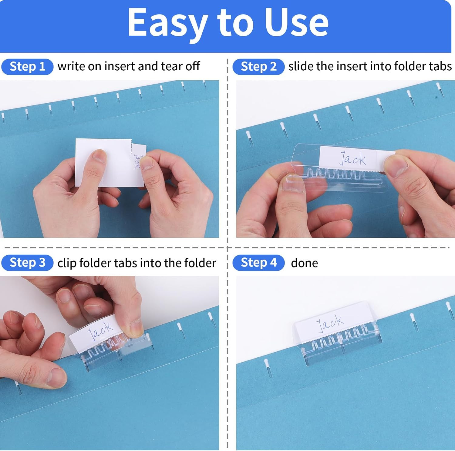 Hanging File Folder Tabs, 120 Pcs File Folder Tabs and 200 Pcs Inserts, File Tab