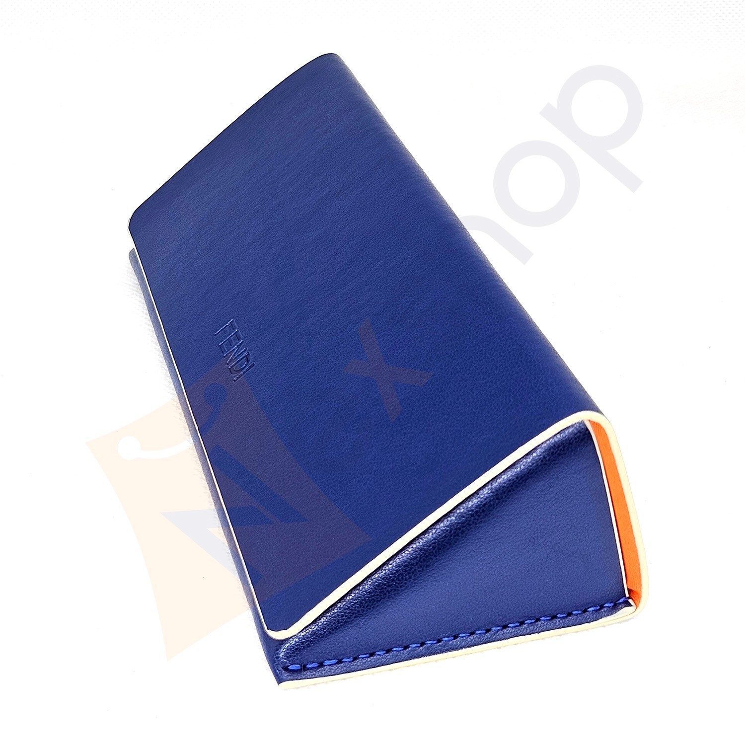Fendi Sunglasses Eyeglasses Medium Hard Leather Case w/ Cleaning Cloth - Blue