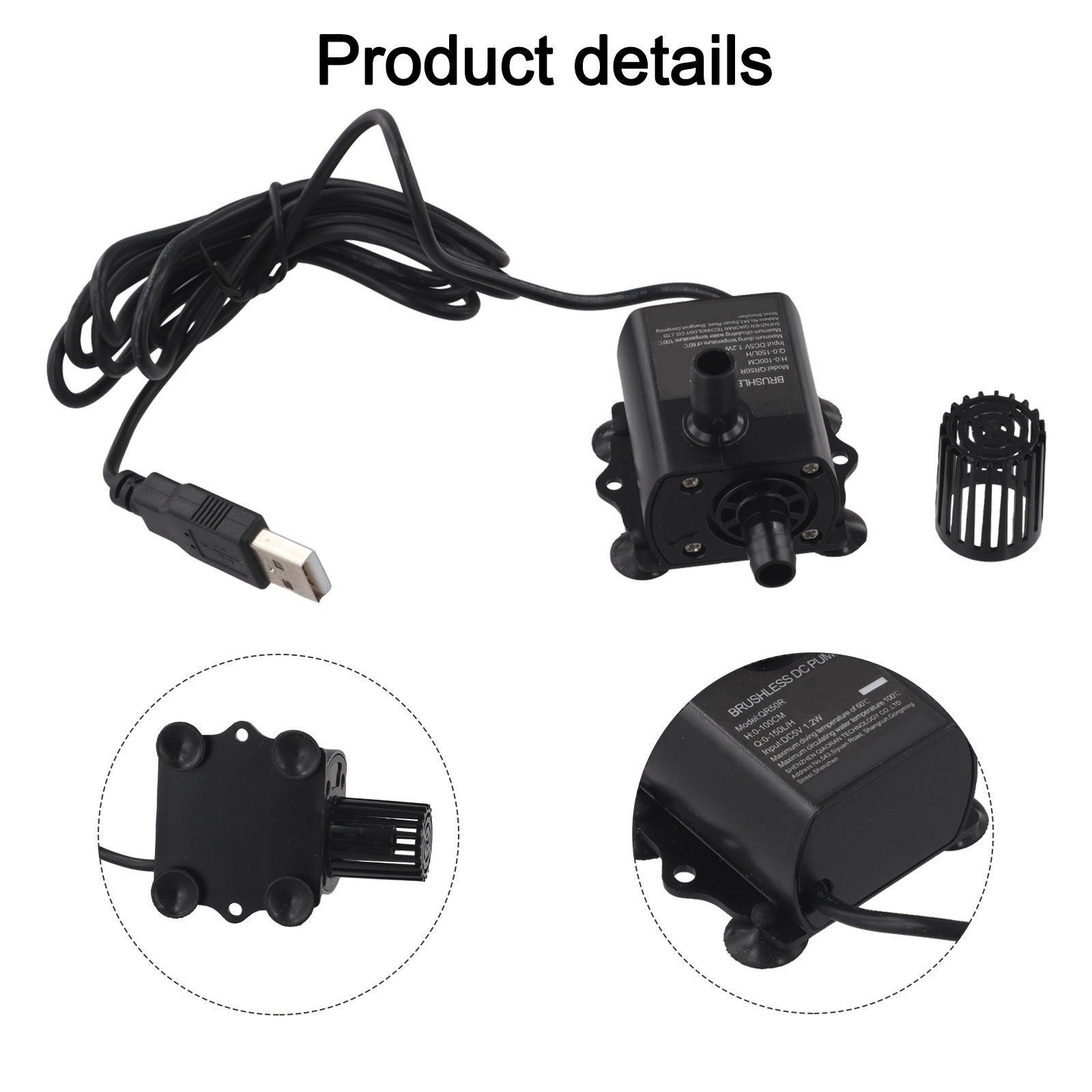 Compact USB Brushless Water Pump with Filter for Various Water Applications