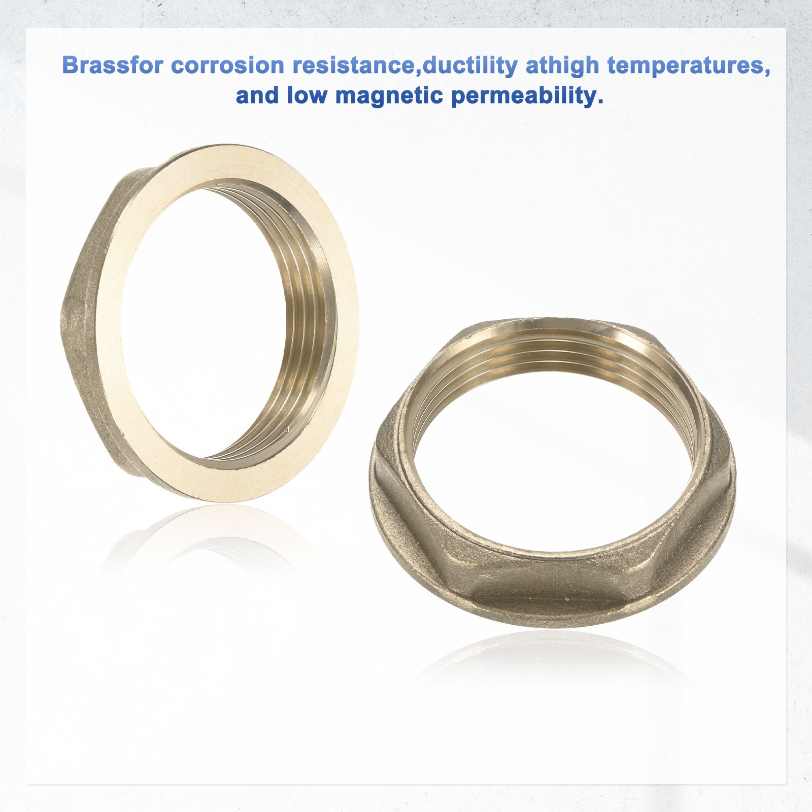 Brass G 1-1/4" Pipe Fitting Flange Hex Locknuts with Washer