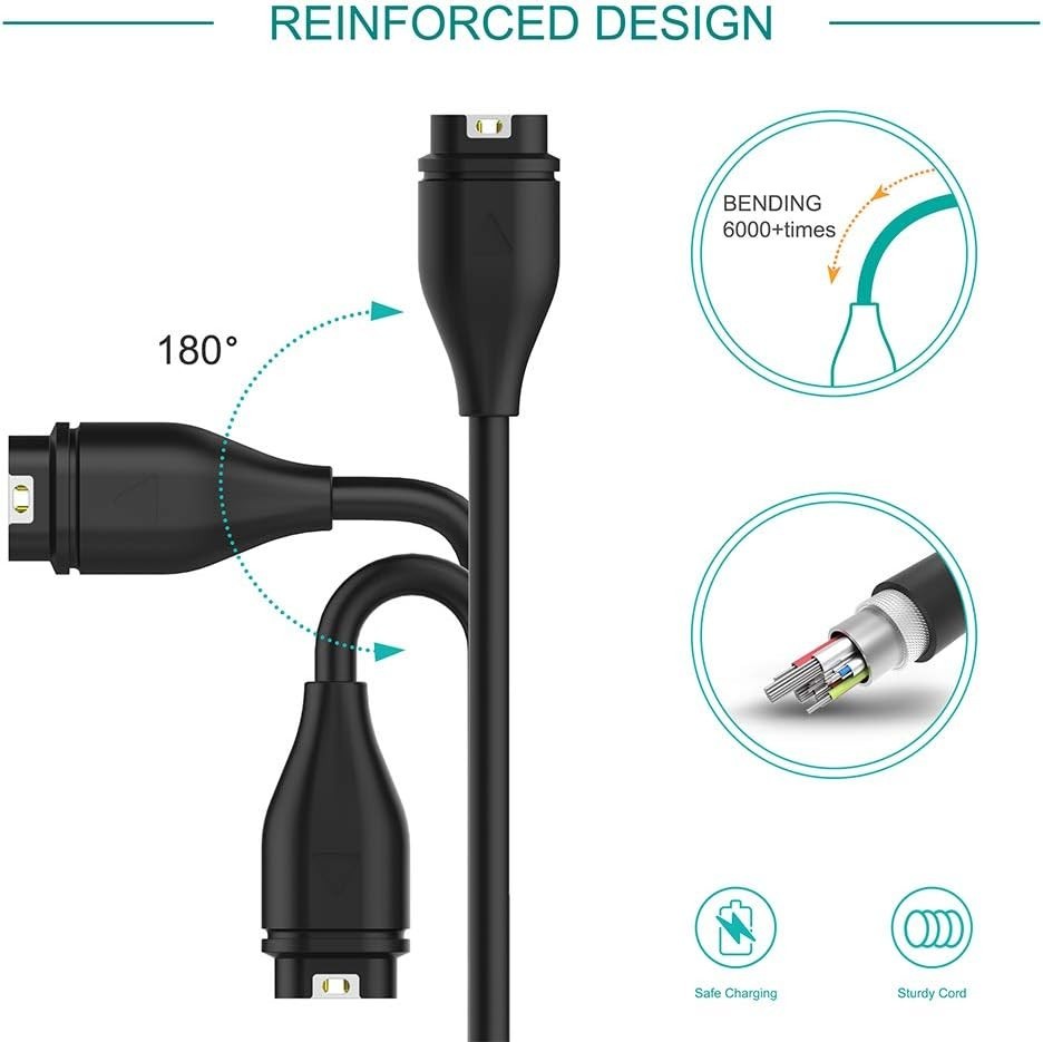 USB-C Plug Charging/Data Cable Compatible with Garmin Watch - 1M, 1 or 2-Pack