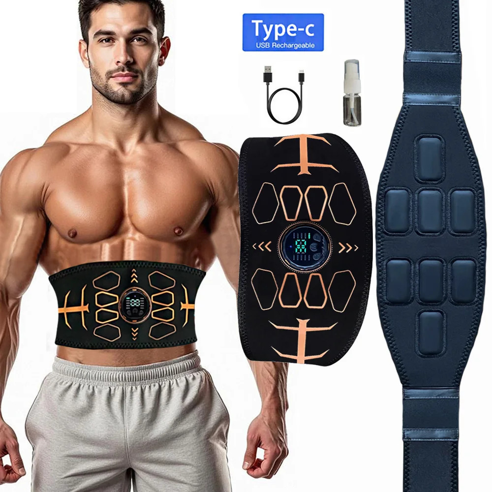 Muscle Toner Smart Abdominal Toning Belt EMS Muscle Stimulator Ab Trainer USB Ch