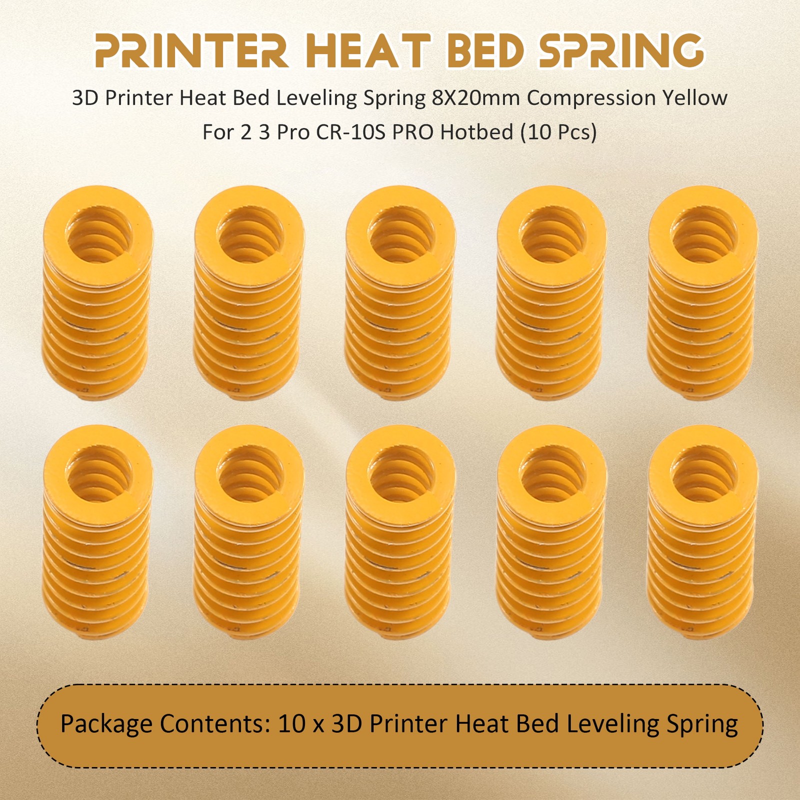 3D Printer Heat Bed Leveling Spring 8X20mm Compression Yellow for Creality5926