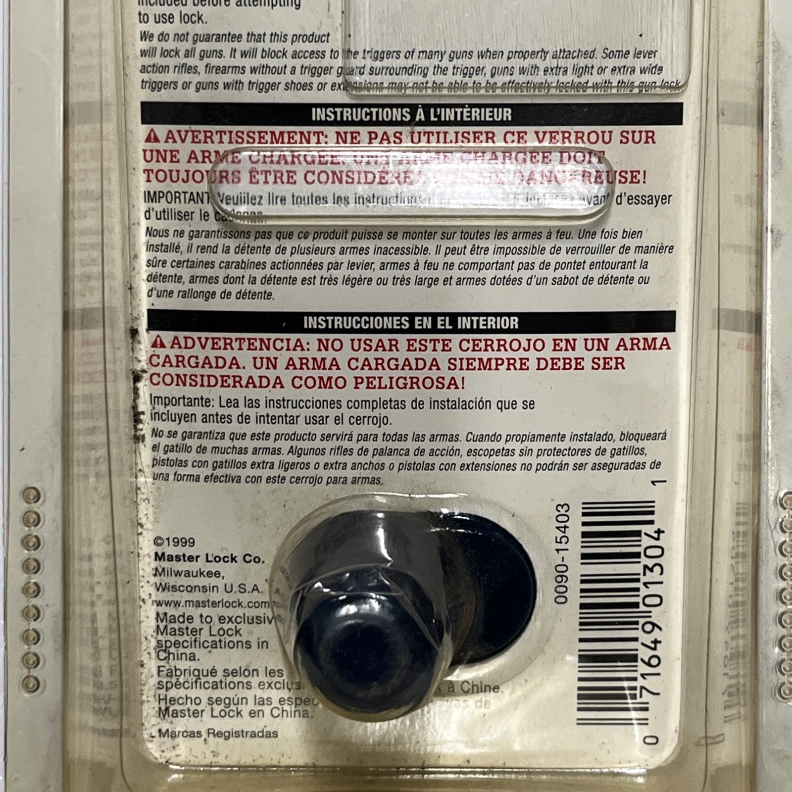 Smith & Wesson Master Lock Gun Trigger Lock New 90KADS&W