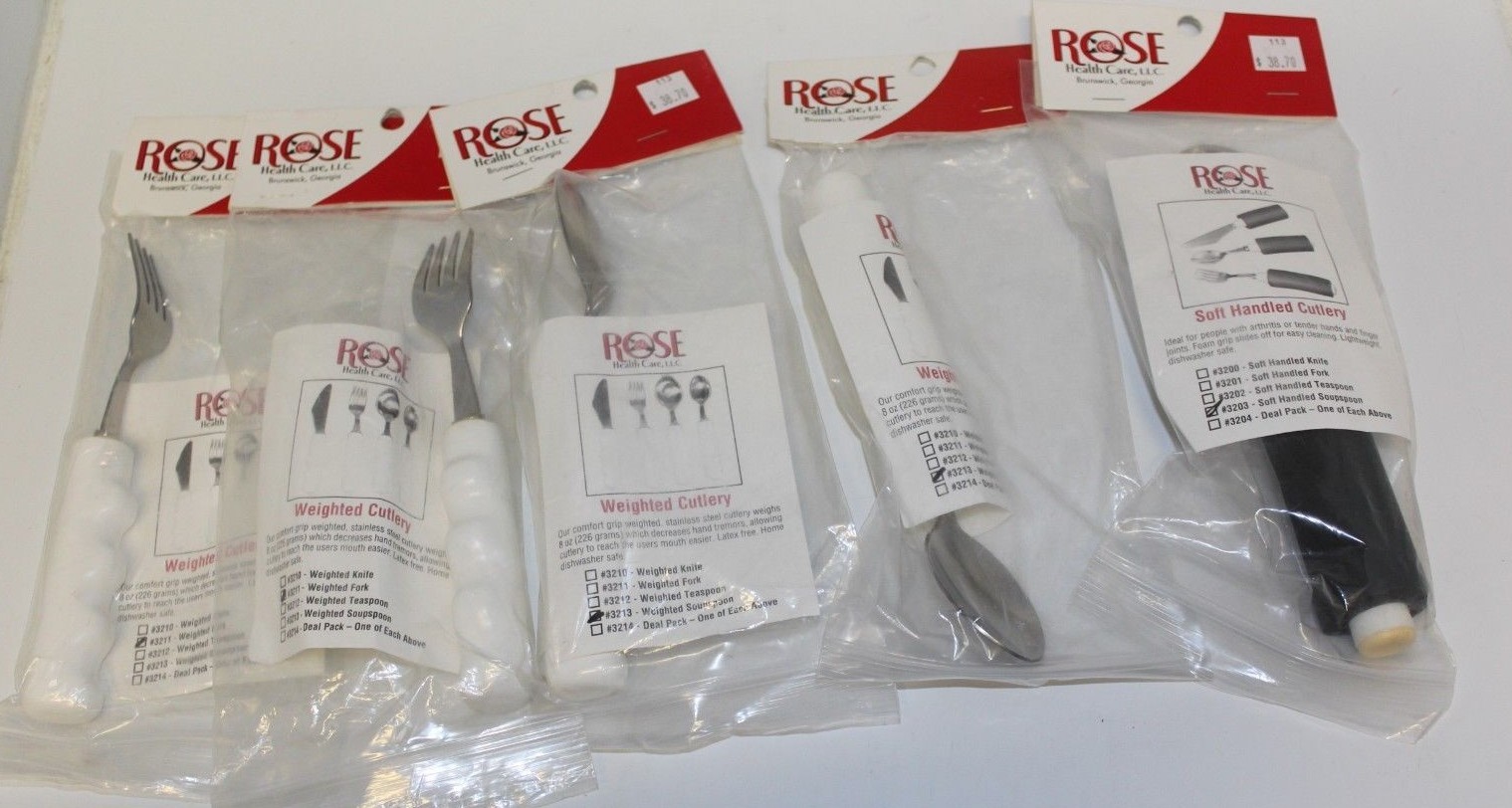 New Rose Health Care Weighted & Soft Handled Cutlery, Soup Spoon & Fork