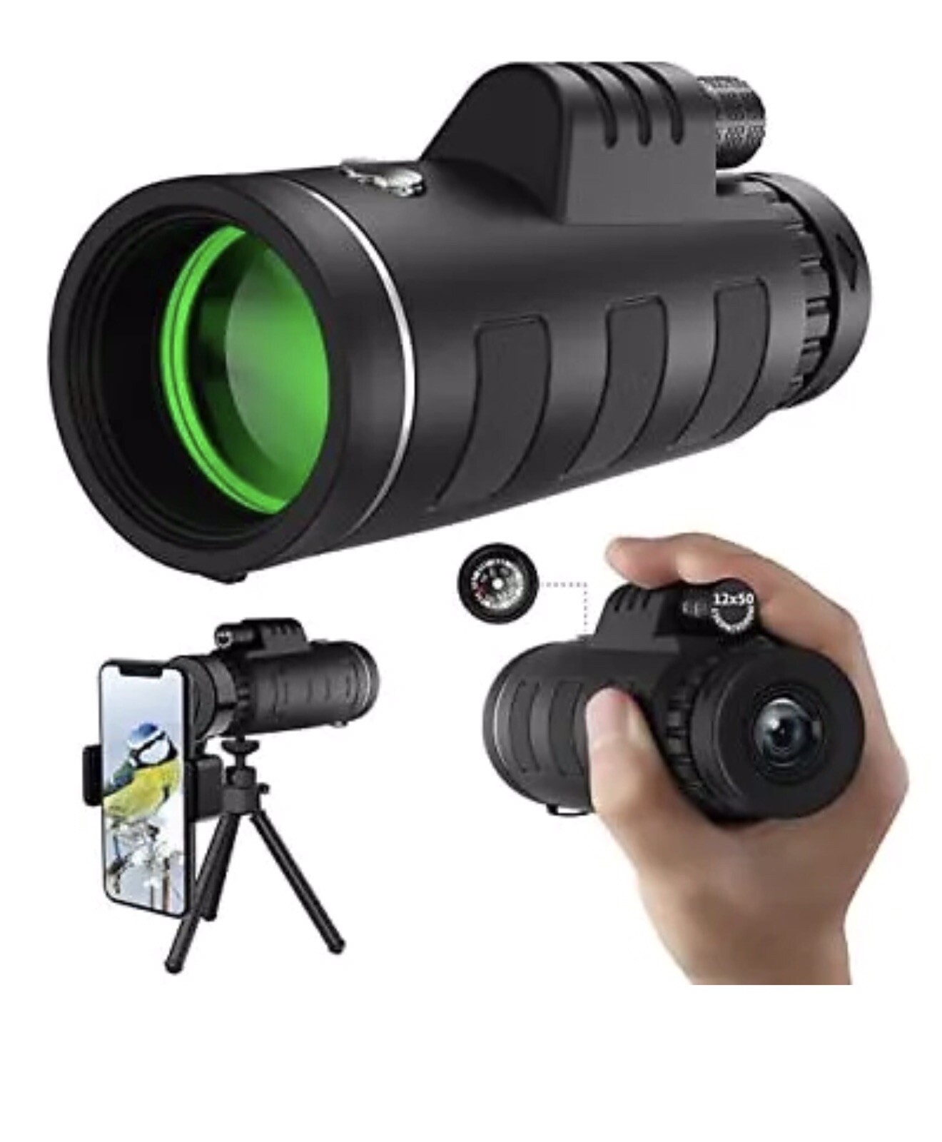 Fairy Sword 12x50 High Definition Monocular Telescope with Smartphone Adapter...