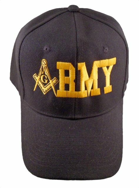 Mason ARMY Baseball Cap Freemasons Black Masonic Hat Masons, Compass and Square