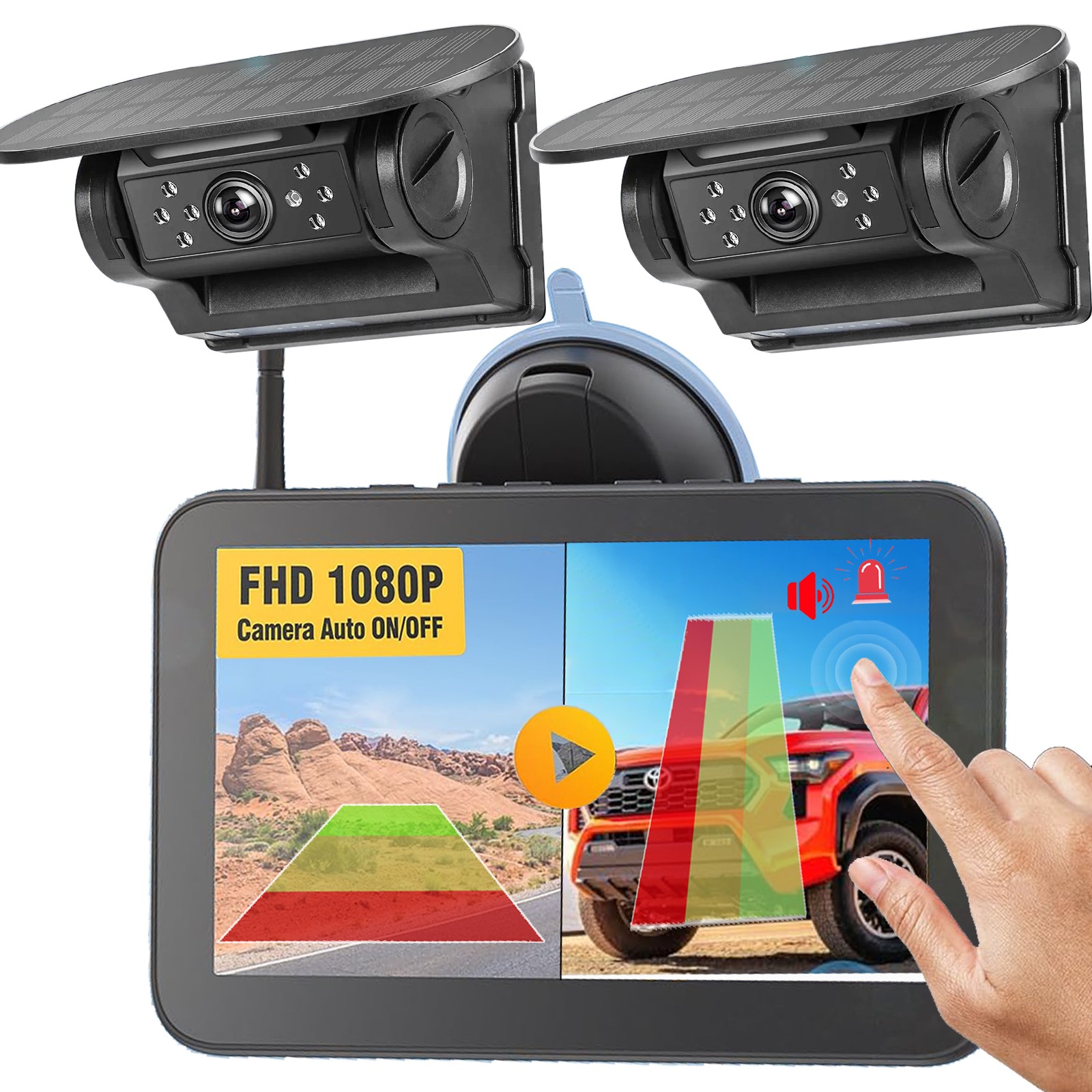 7" Touch Monitor DVR Solar Magnetic Camera BSD AI Detection Standby FitCar Truck