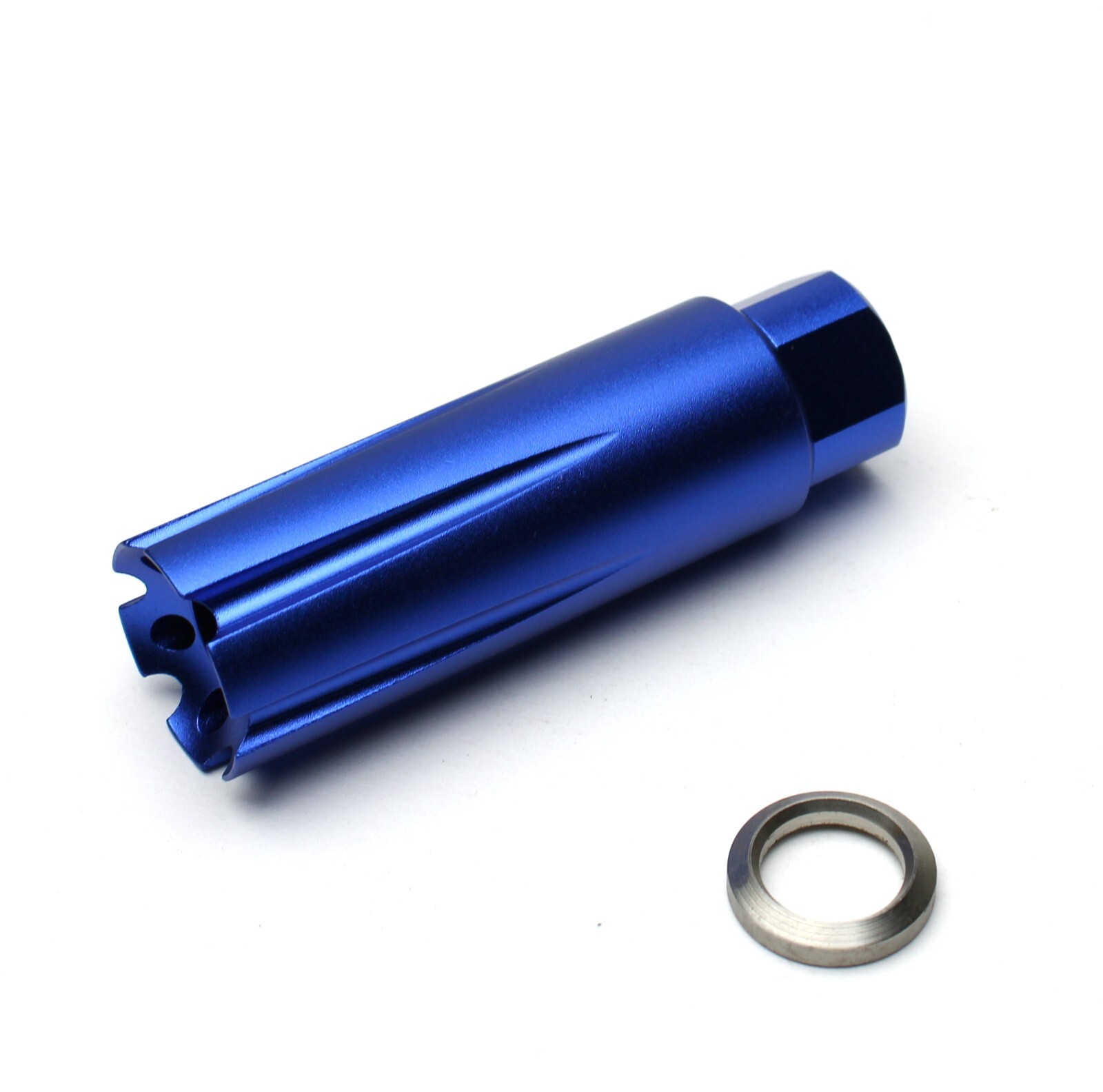 3" 1/2x28 Linear Comp Blue Anodized Aluminum For 223 .223 .22LR