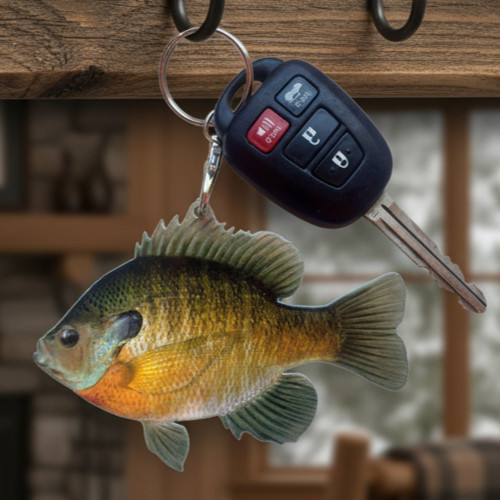 Bluegill Flat Fish Keychain, Realistic 4" Fish Keychain, Boat Keychains