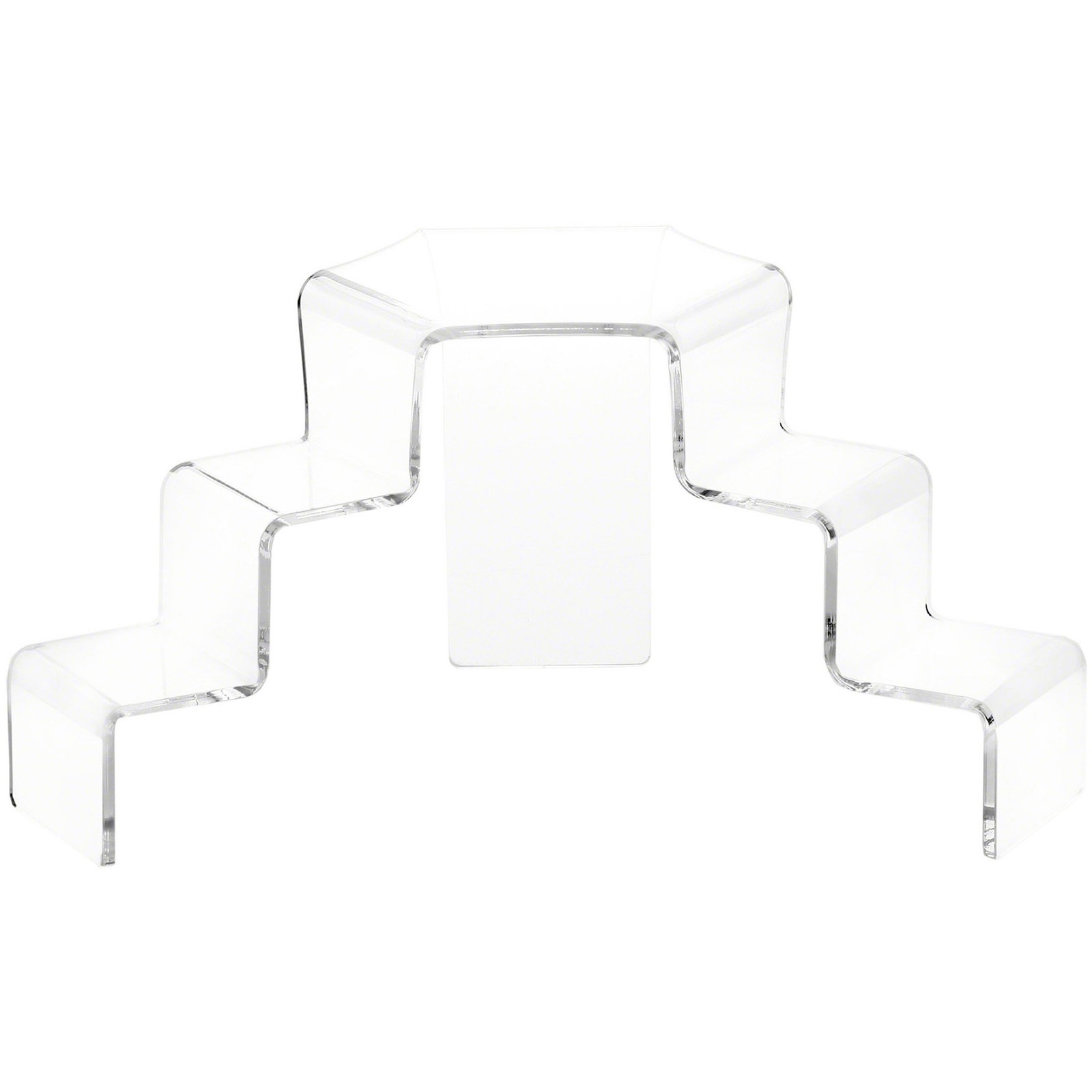 Plymor Clear Acrylic 3-Step, 2-Sided Stair Display Riser 6.5" H x 14" W x 8" D