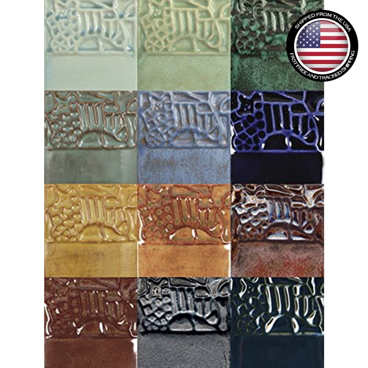 Ceramic Glaze Set 12 Assorted Colors 4 Ounce Non-Toxic Earth Inspired Art