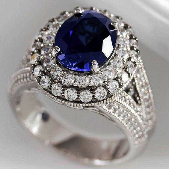 Authentic Ring For Her 2.65CT Oval Cut Simulated Promise Band 925 Silver Plated