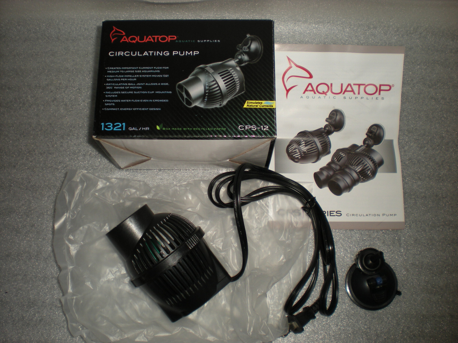 New AQUATOP CPS-12 Circulating Aquarium Water Pump Suction Cup Mount 1321 GPH/HR
