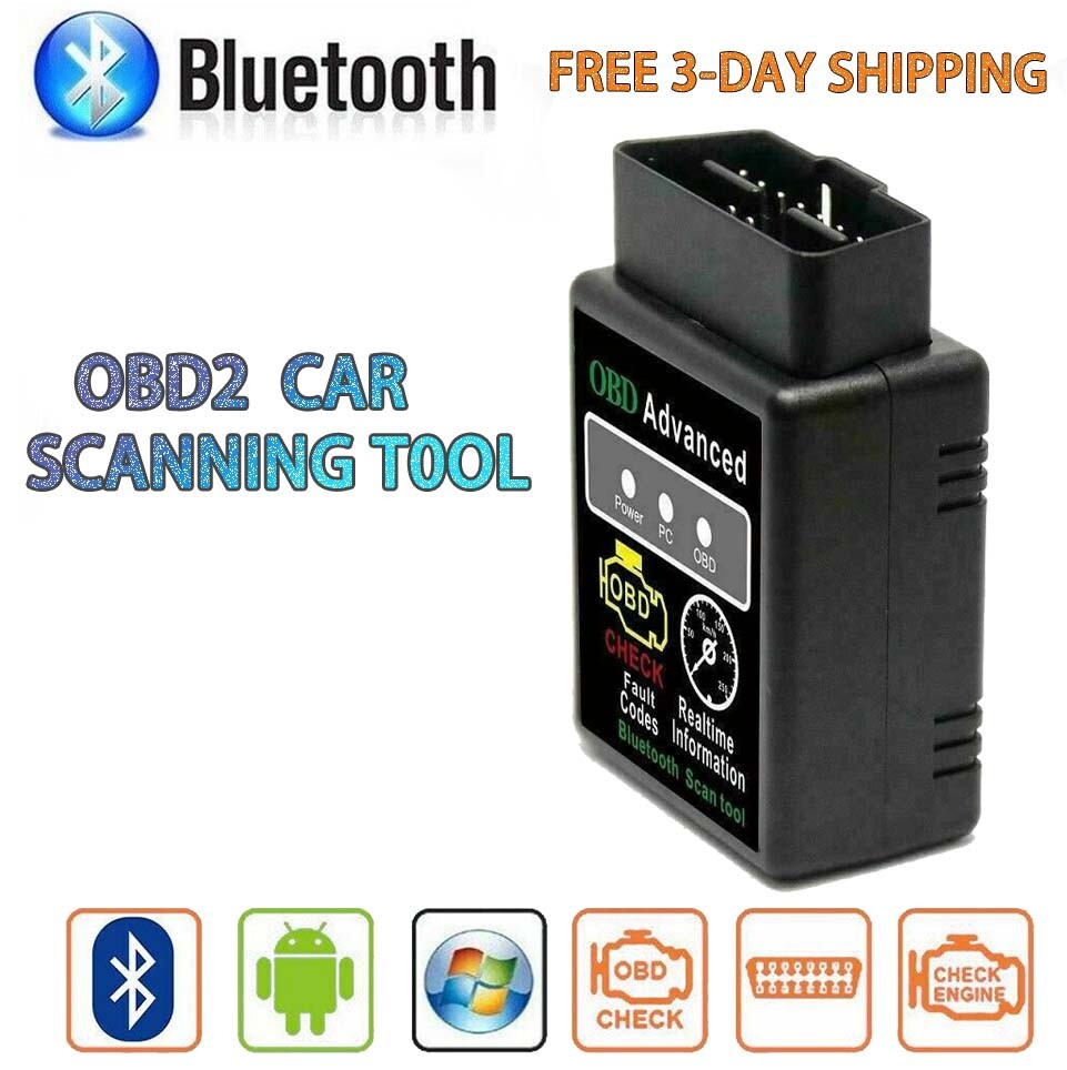 Bluetooth OBD2 OBDII car diagnostic code reader scanner tool for iOS, Android PC