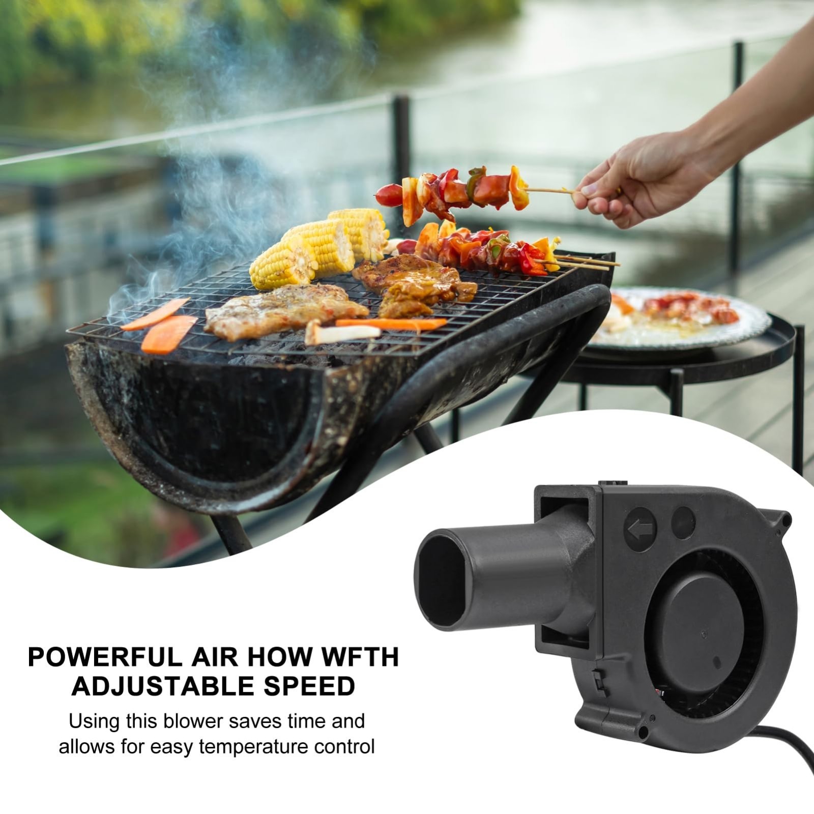 2Pcs 97mm BBQ Fan Blower 12V with Variable Speed Controller for Charcoal Starter