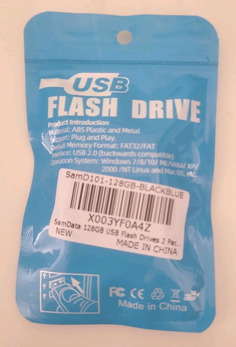 SamData 128GB Flashdrive 2pk, Black & Blue, NIB