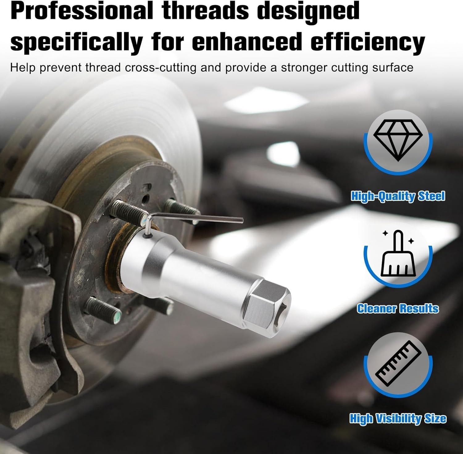 10-Piece Axle Spindle Thread Chaser Set - Includes 8 Dies & 1-1/16"Extension ...