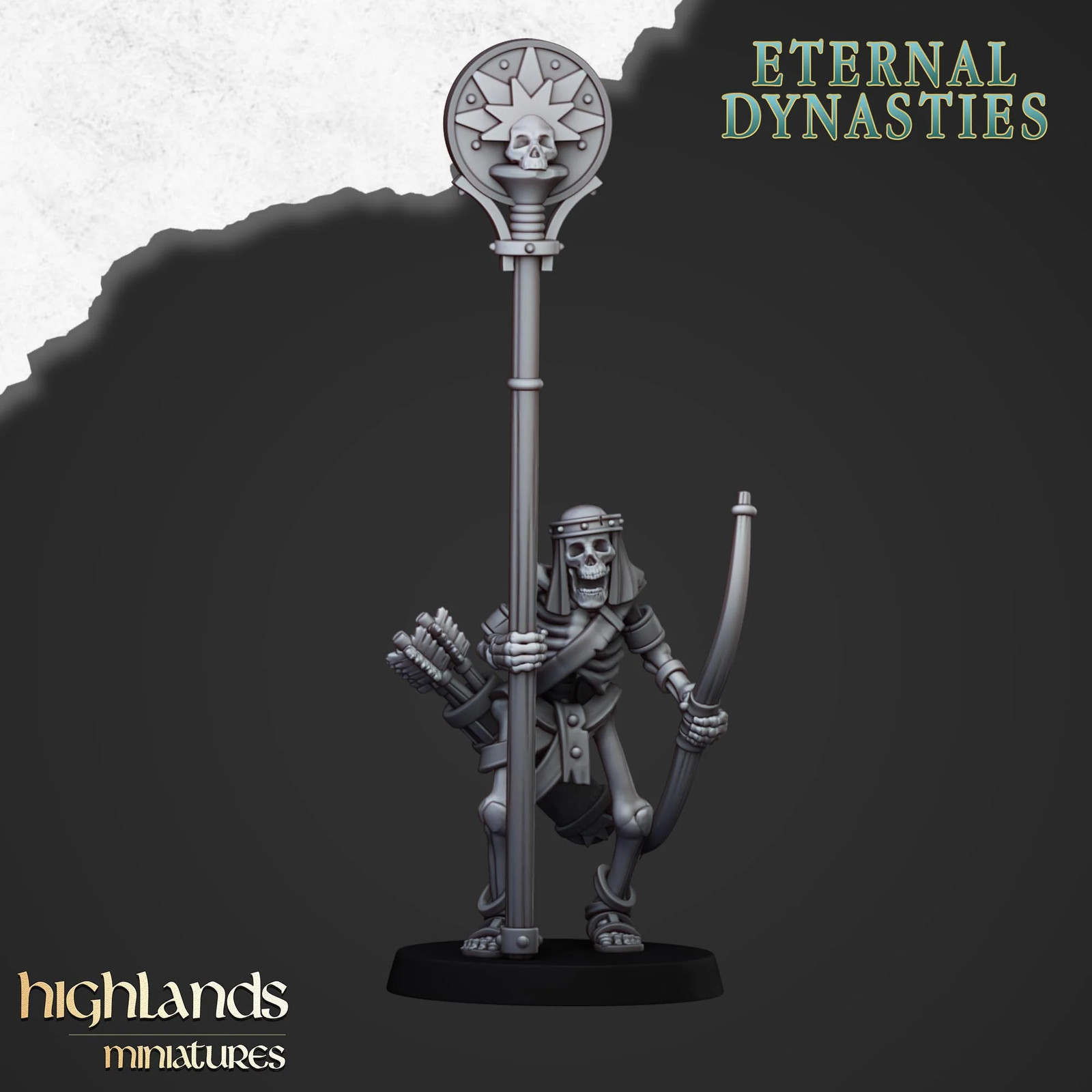 Ancient Skeletal Command Group (Set of 3) - 28-32mm - Resin Tabletop Miniatu