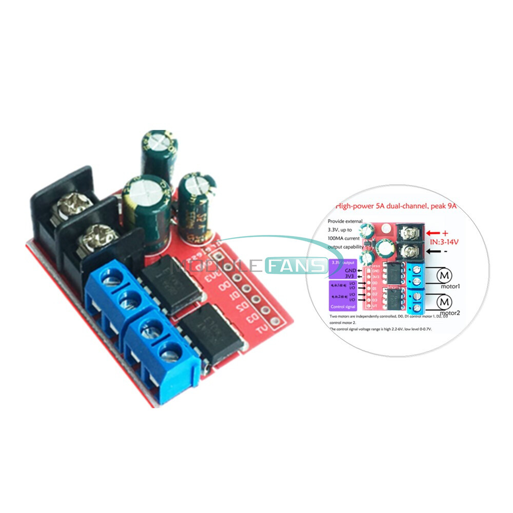 5A Dual DC Motor Drive Remote Control Double H-Bridge PWM Speed Control Module