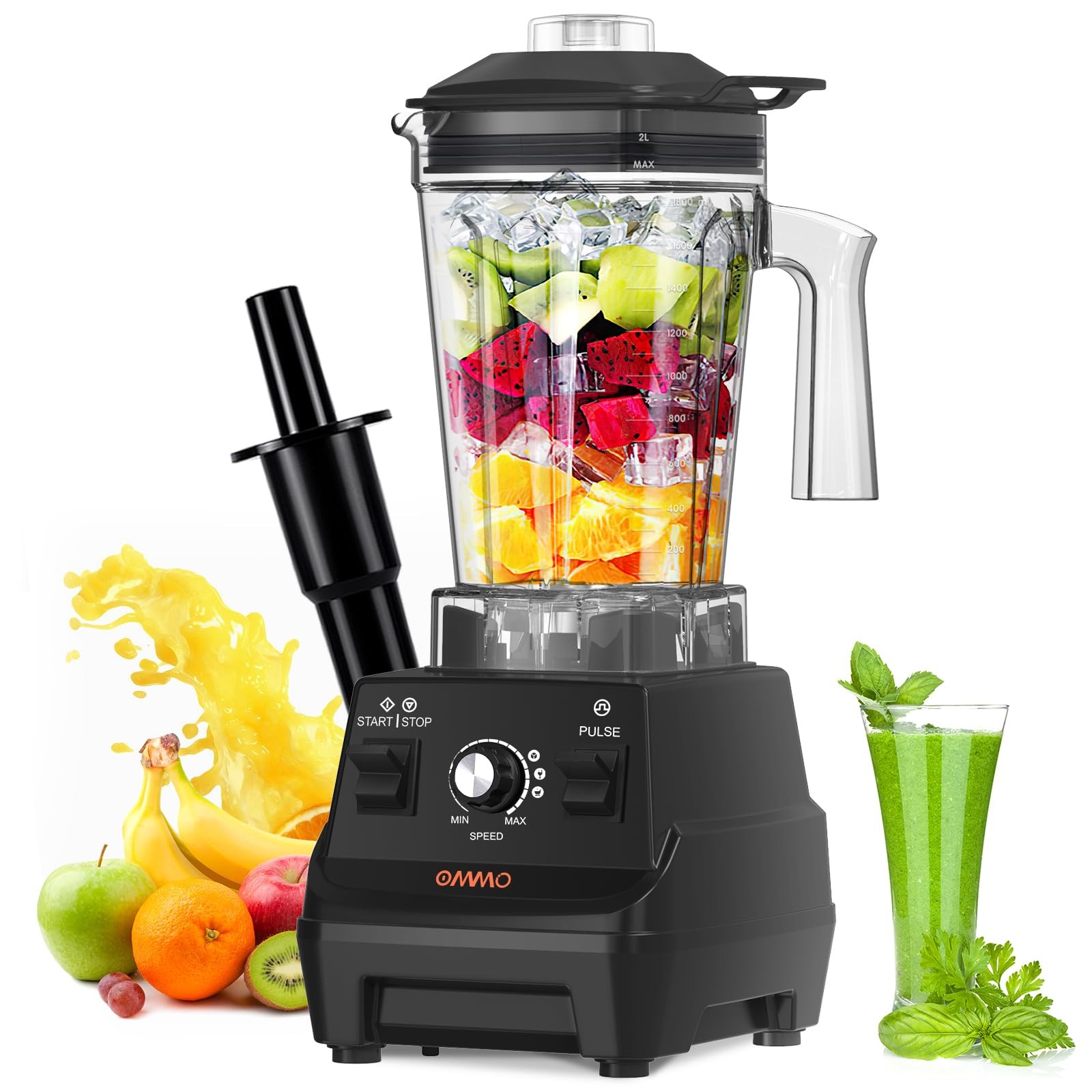 OMMO Blender 1800W, High Speed Countertop Blender with 60oz BPA-Free Jar