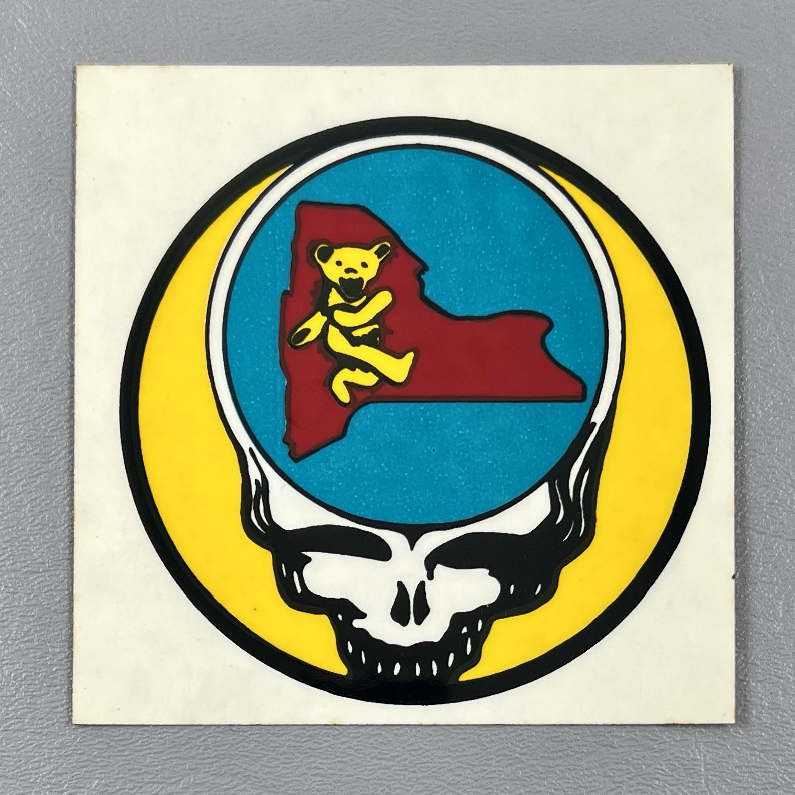 Vintage Grateful Dead Steal Your Face 3.5” Sticker Bear Skull New York 1990s