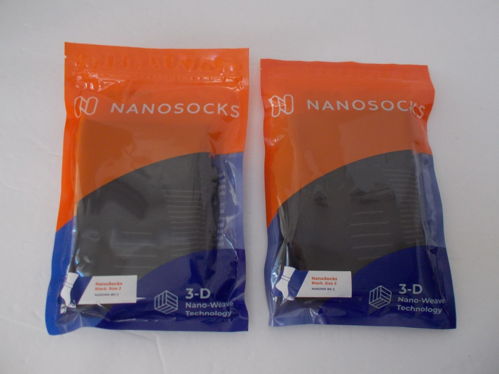 NWT Set of 2 NANOSOCKS Black 3D Technology Compression Socks Sz 2