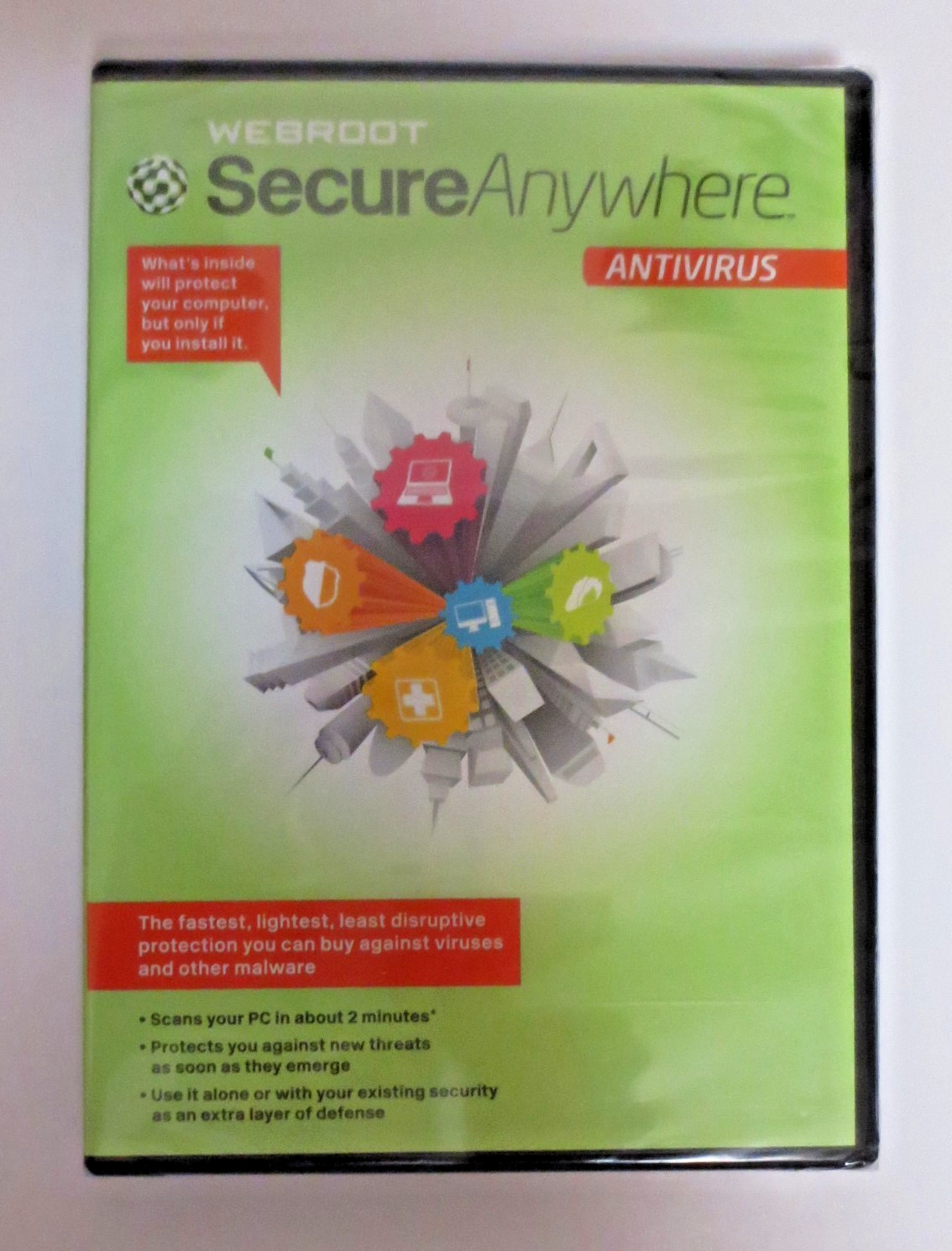 WEBROOT SECURE ANYWHERE ANTIVIRUS SCANS PC IN 2 MINUTES SEALED PACKAGE KEY CODE