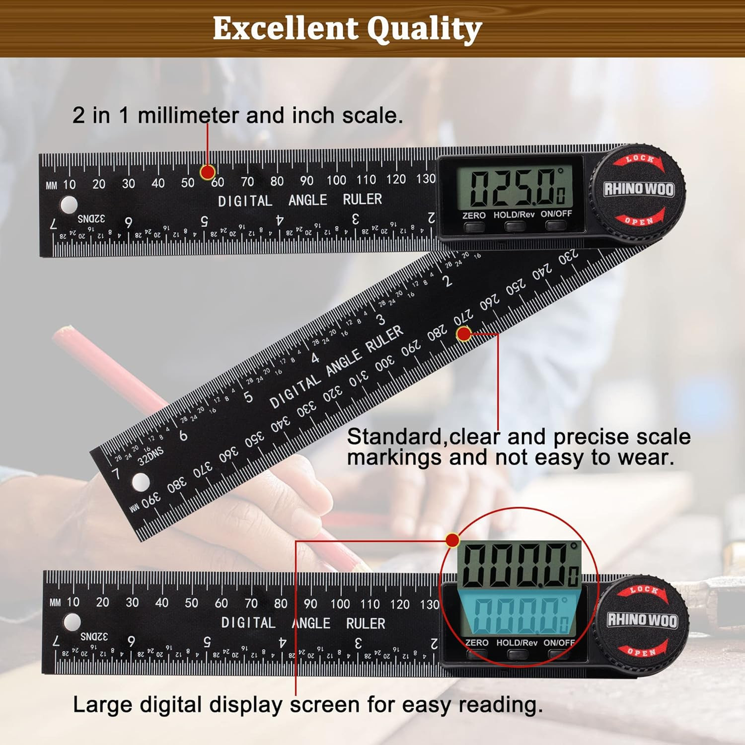 Digital Angle Finder Protractor, Angle Measuring Tool for Woodworking/Carpenter/
