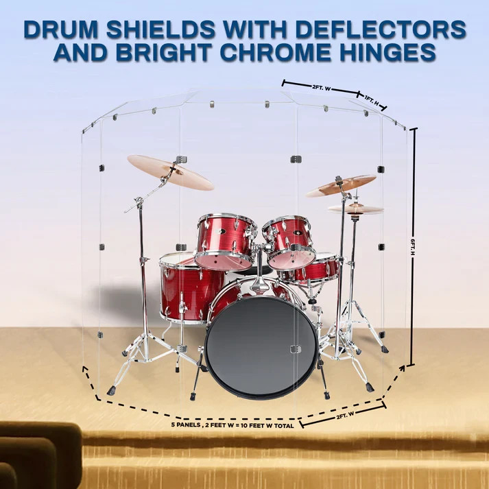 Drum Shield 2ft. x 6 ft. Panels,Clear Acrylic Drum Shield for Drum Cage,Drum Kit