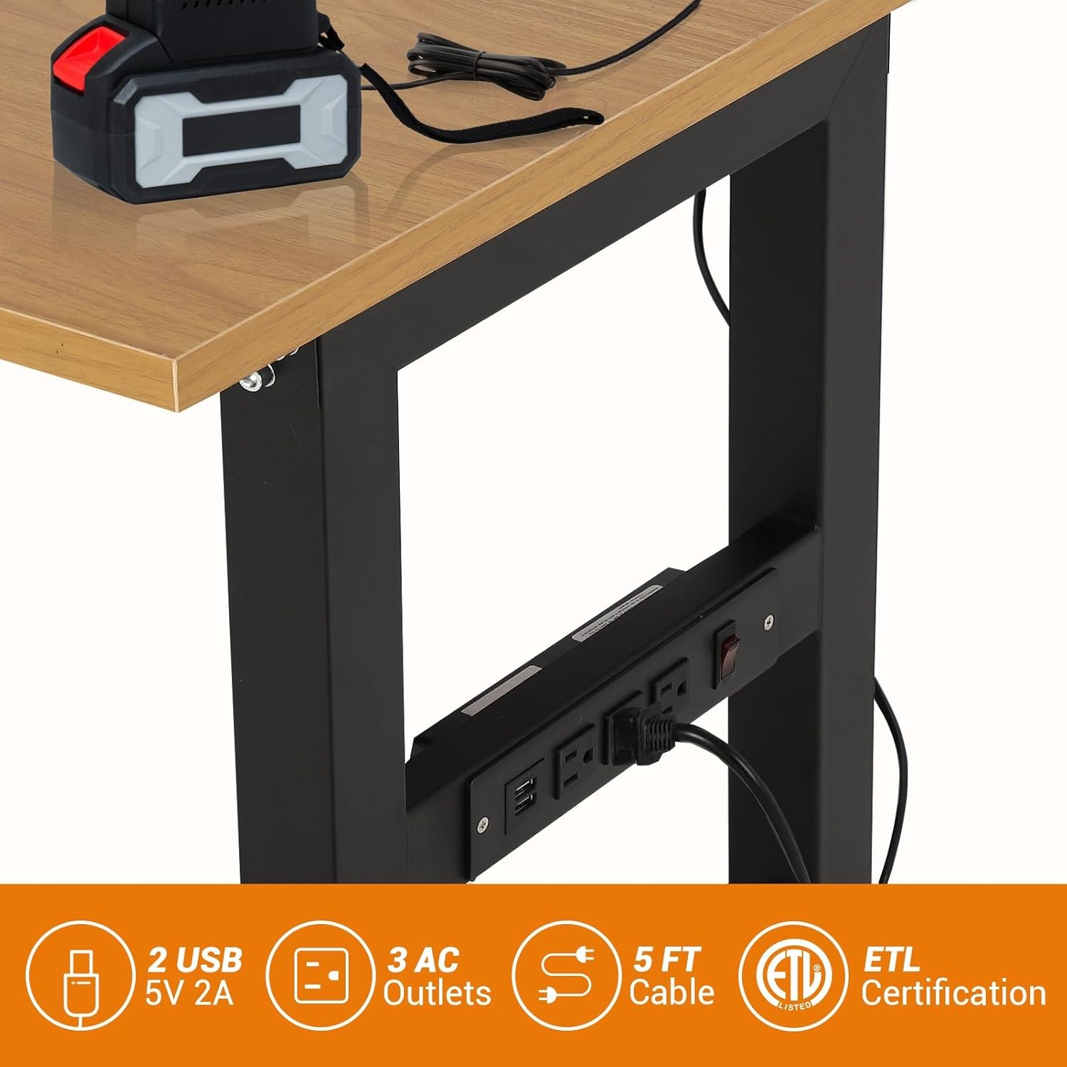 Heavy Duty Adjustable Garage Workbench 48" Table Power Outlet Tool Bench