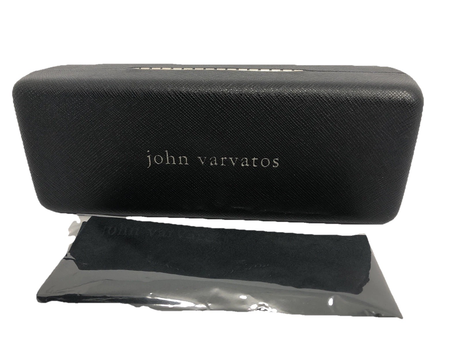 NEW John Varvatos Hard Eyeglass Clamshell Case With Microfiber Cleaning Cloth