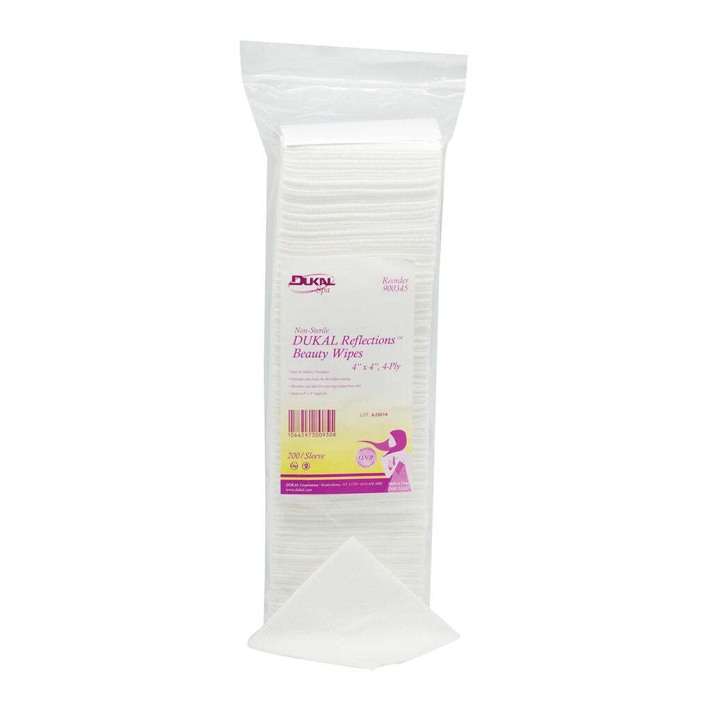 Dukal 900345 Reflections Beauty Wipe Non Sterile 4-Ply 4x4 in. (2 Packs of 200)