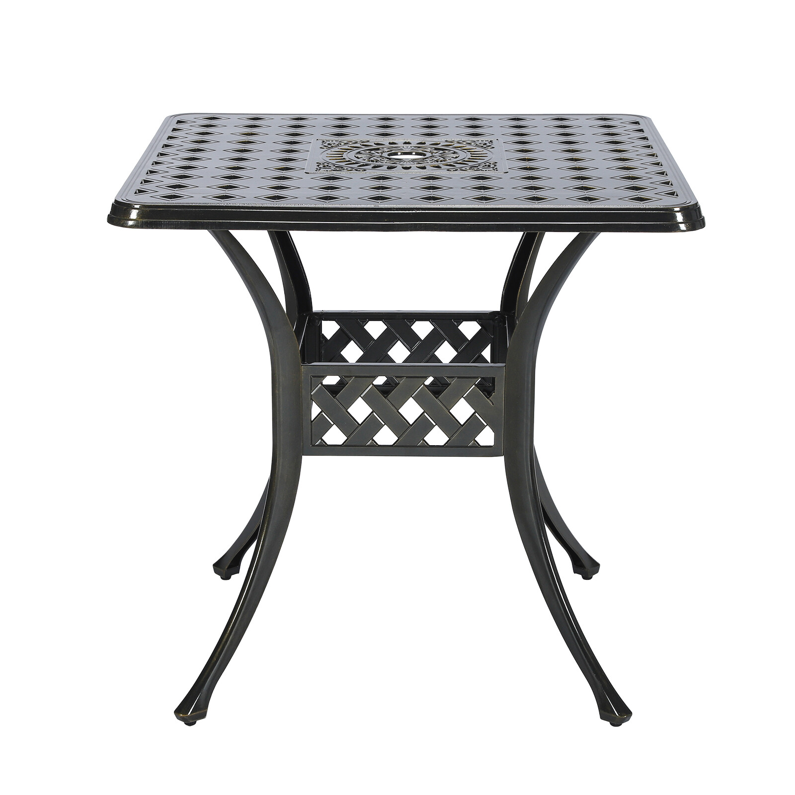 30.5" Patio Bistro Table Cast Aluminum Outdoor Dining Table w/ Umbrella Hole