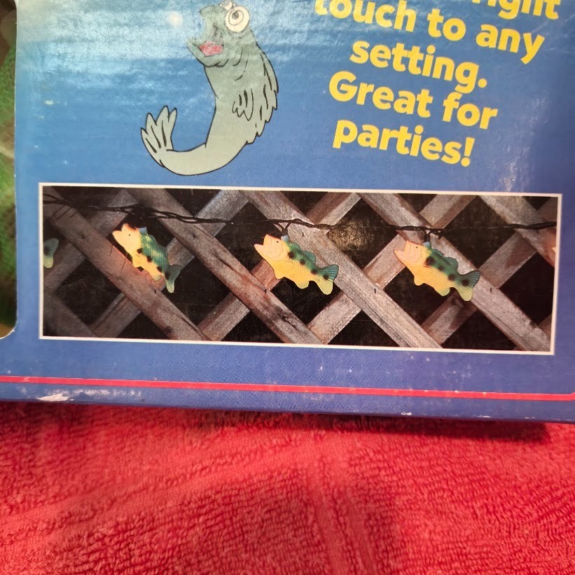 Imperial Indoor & Outdoor Patio String Light Set Of 10 Bass Fish NIB
