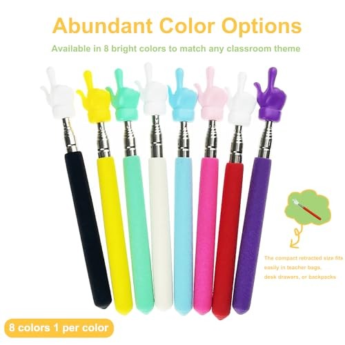 8 Pieces Telescopic Teacher Pointer Finger Pointer Stick for Teachers Coach