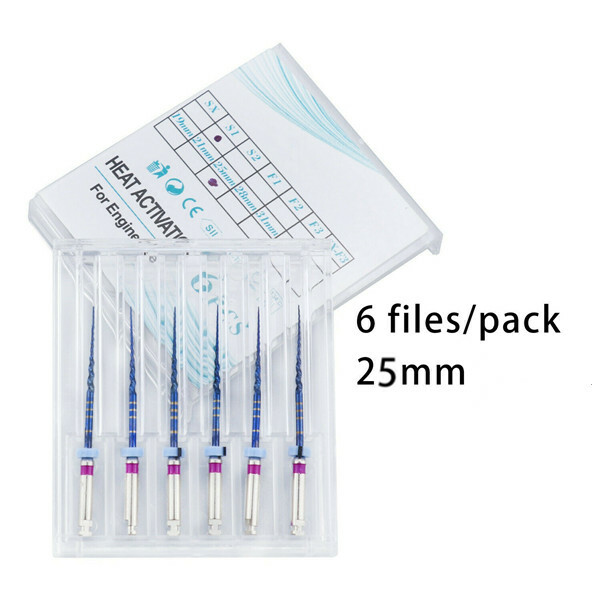 Dental Engine Use Rotary Heat Activated Canal Root Endodontic Files 25mm 6PC S1