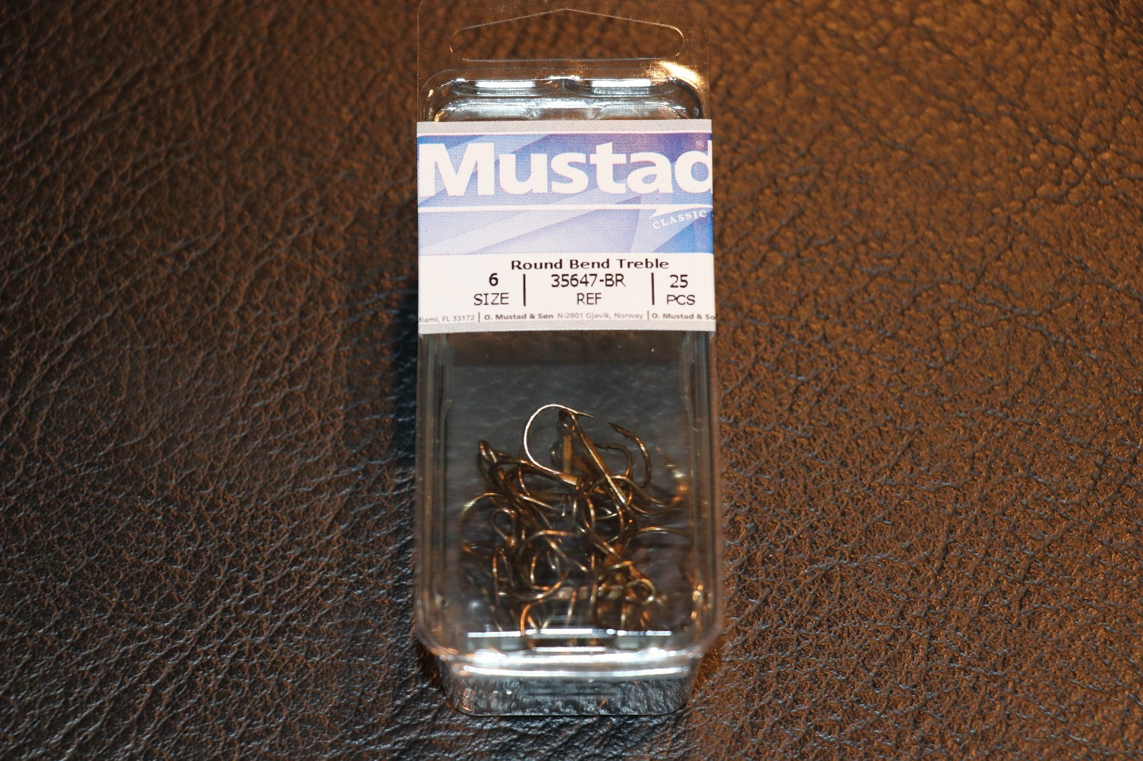 25 Pack Mustad 35647BR Bronze Size 6 Round Bend Treble Hooks Trout