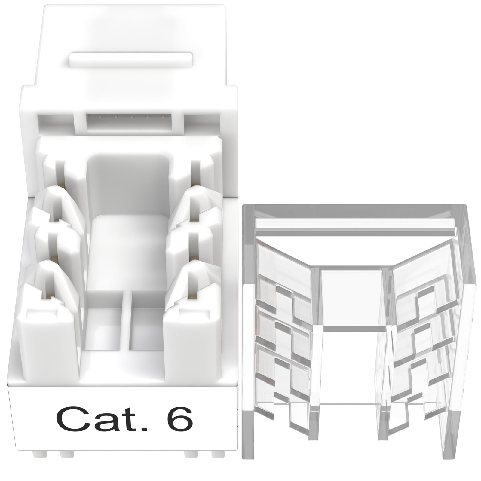 50 Pack Cat6 Keystone Ethernet Wall Jacks RJ45 Punch 50 PCS, White